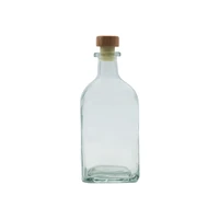 Clear Square Glass Bottle with Cork Family Size Beverage Glass Square Bottle for Brew Cold Tea 1