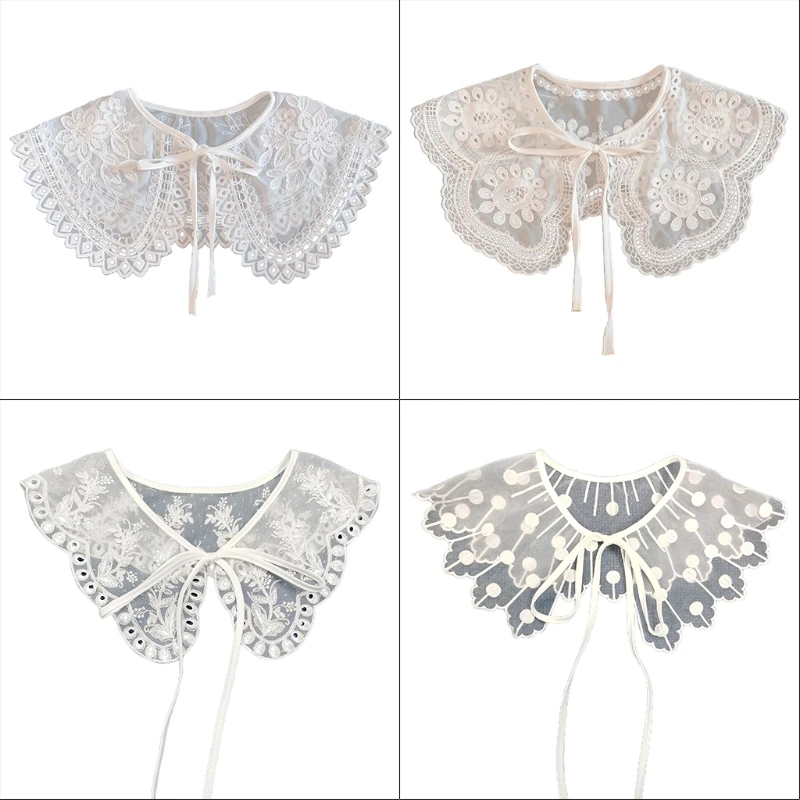 

Hollow Embroidery Lace Brim Fake Shirt Collar Women Summer Detachable Collars Drop shipping