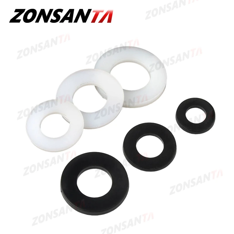 

ZONSANTA M2 M2.5 M3 M4 M5 M6 M8 M10 M12 M14 M16 Black White Plastic Nylon Flat Washer Plane Spacer Insulation Gasket Ring