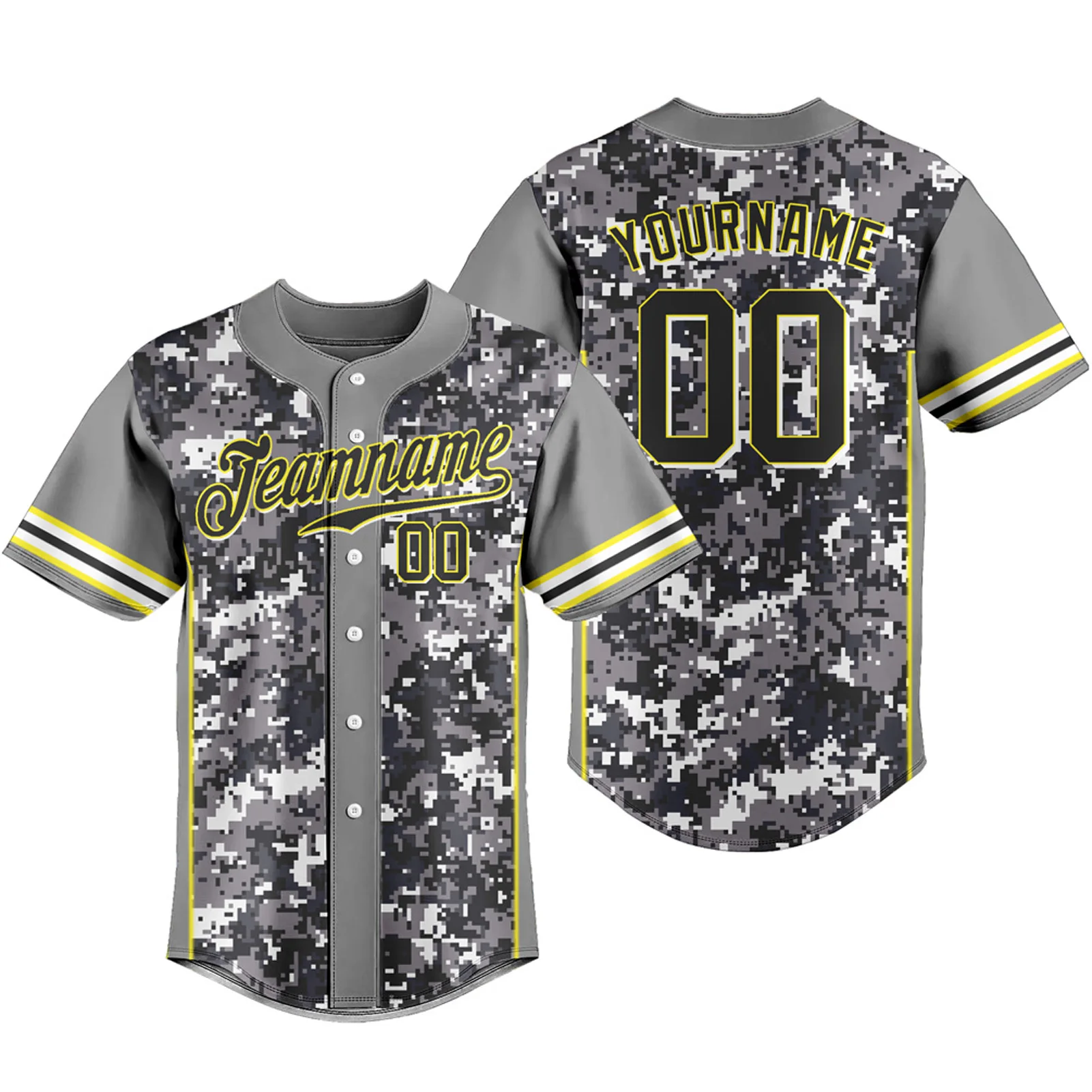 Unisex Baseball Jersey Camouflage T-shirts Breathable Sportswear Team Traning Uniform Personalized Name Number