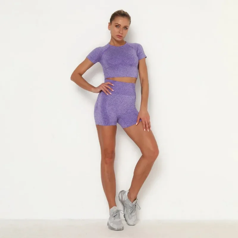 

Seamless Women's Yoga Set Fitness Sportswear Sports Top High Waist Shorts Women's Sportswear Hip Lifting Tight Set