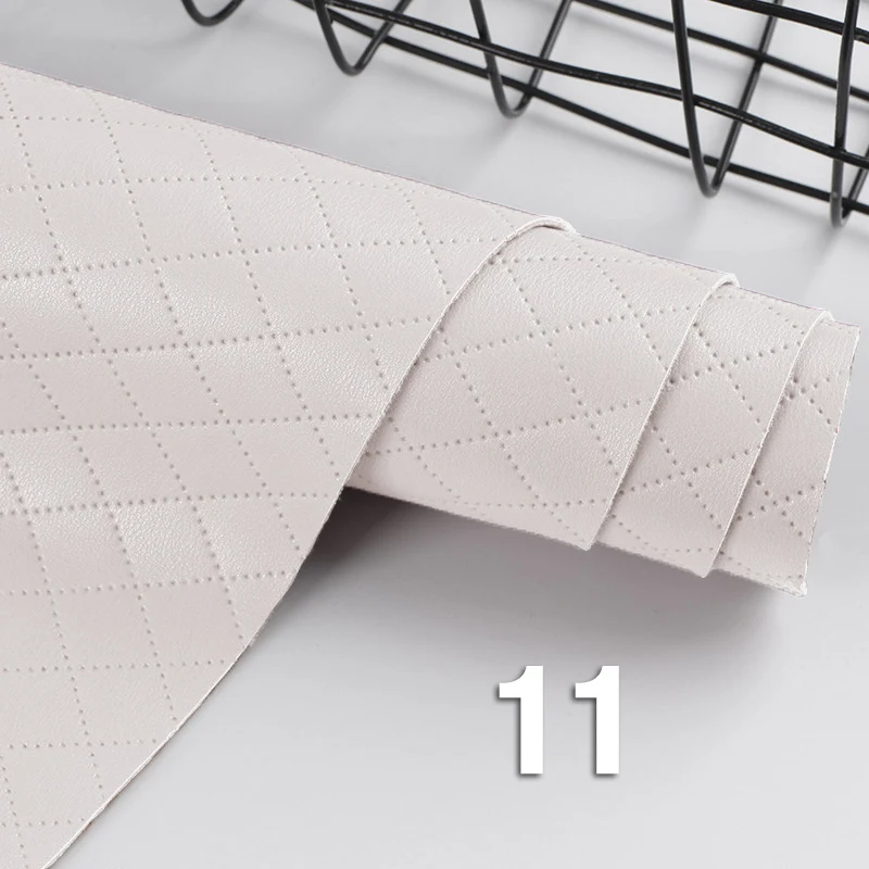 91x132cm Plaids Embossed Faux PU Leather Fabric Grids Checks Pattern Synthetic Leather Fabrics Sheets for DIY Creative Clothing