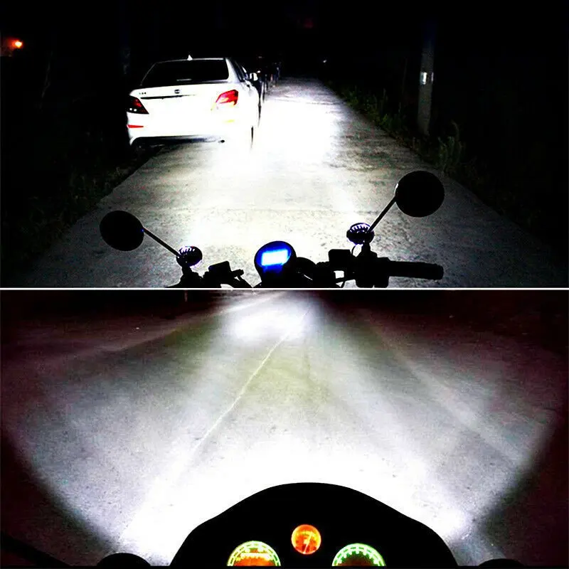 Set Motorcycle Headlight Fog Driving Lights 2pcs Front Head Lamp 6 LED 12V