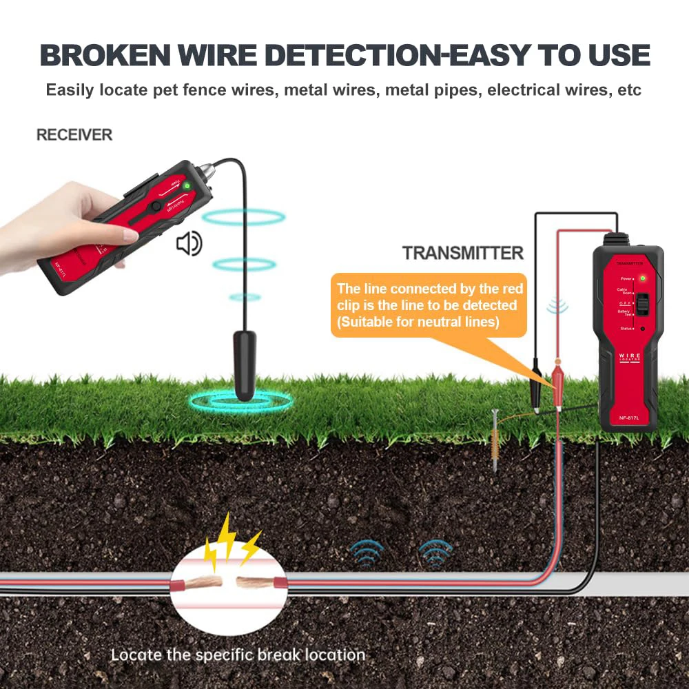 Noyafa NF-817L podzemní lanko bovdenu lokátor anti-interference lanko bovdenu tester vizuální porucha drát tracer odborný lanko bovdenu vyhledávač