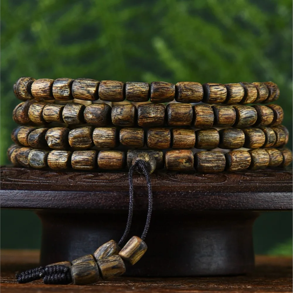 

Chinese Fragrance Hainan Yingge Lvqi Nan Agarwood Bracelet 6mm Men's and Women's Multi-Circle Wenwan Wooden Bracelet