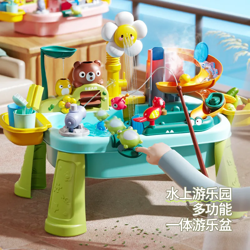 Children's kitchen toys electric fun water play water wash basin fishing dishwashing home role-playing baby early education toy kitchen toys pretend kitchen toys