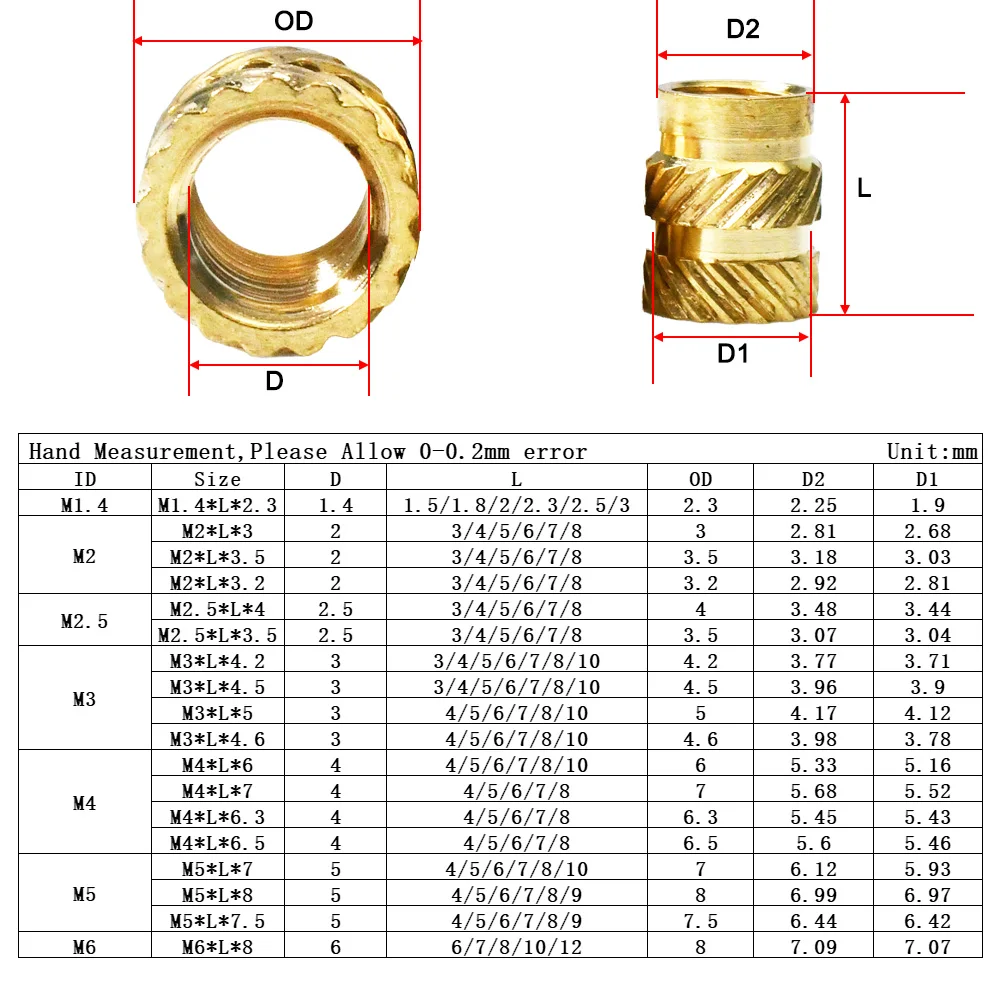 Aço inoxidável Hex Soquete Parafuso Set, Hot Melt Inserir Porca Kit, Placa-mãe Impressora 3D, PCB Embutido Knurl Nuts, M2, M3, M4