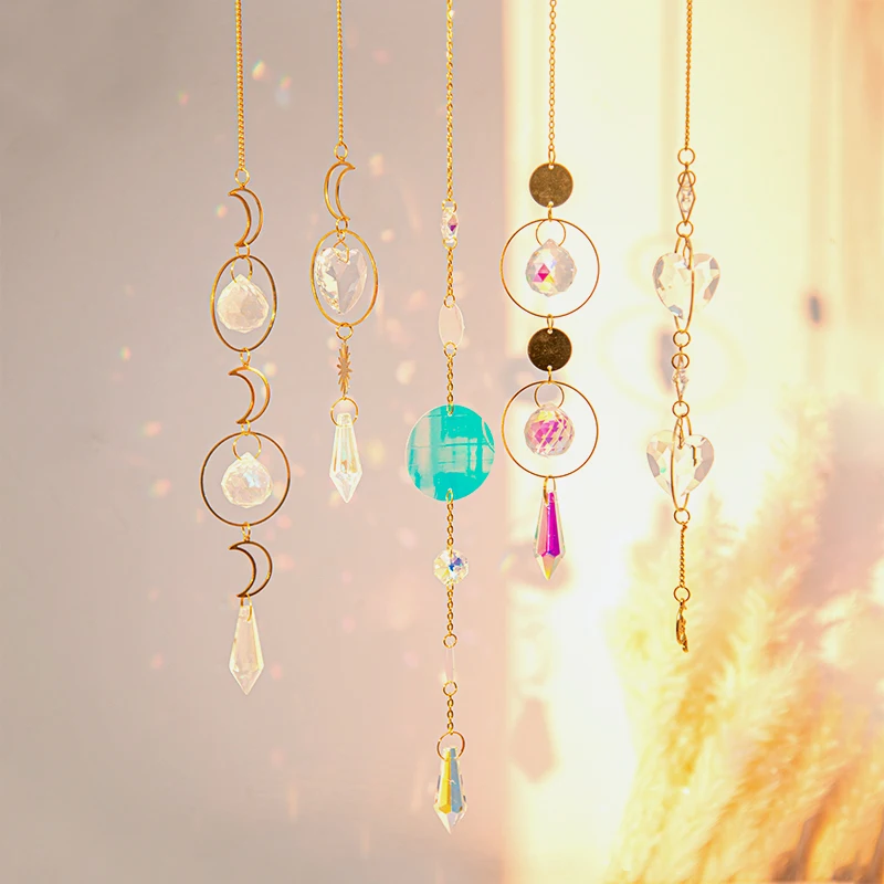 Crystal Sun Catchers Pendant Crystal Rainbow Prism Window Balcony Hanging Shiny Chakra Wind Chime Home Garden Decoration