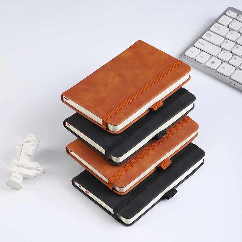 

A6 PU Leather Notebook Journal Portable Small Note Book Pocket Notepad With Elastic Band Creative Work Stationery Gift