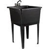 Tehila Basics 21-Gallon Black Freestanding Utility Sink with Black 2-Handle Faucet, Heavy Duty Plastic Laundry 1