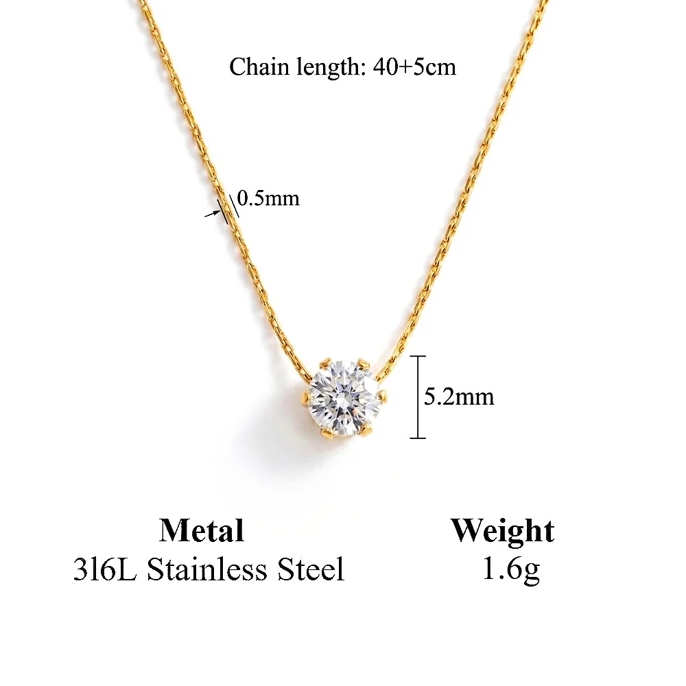 Elegant Gold-Plated Minimalist Zircon Charm Necklace