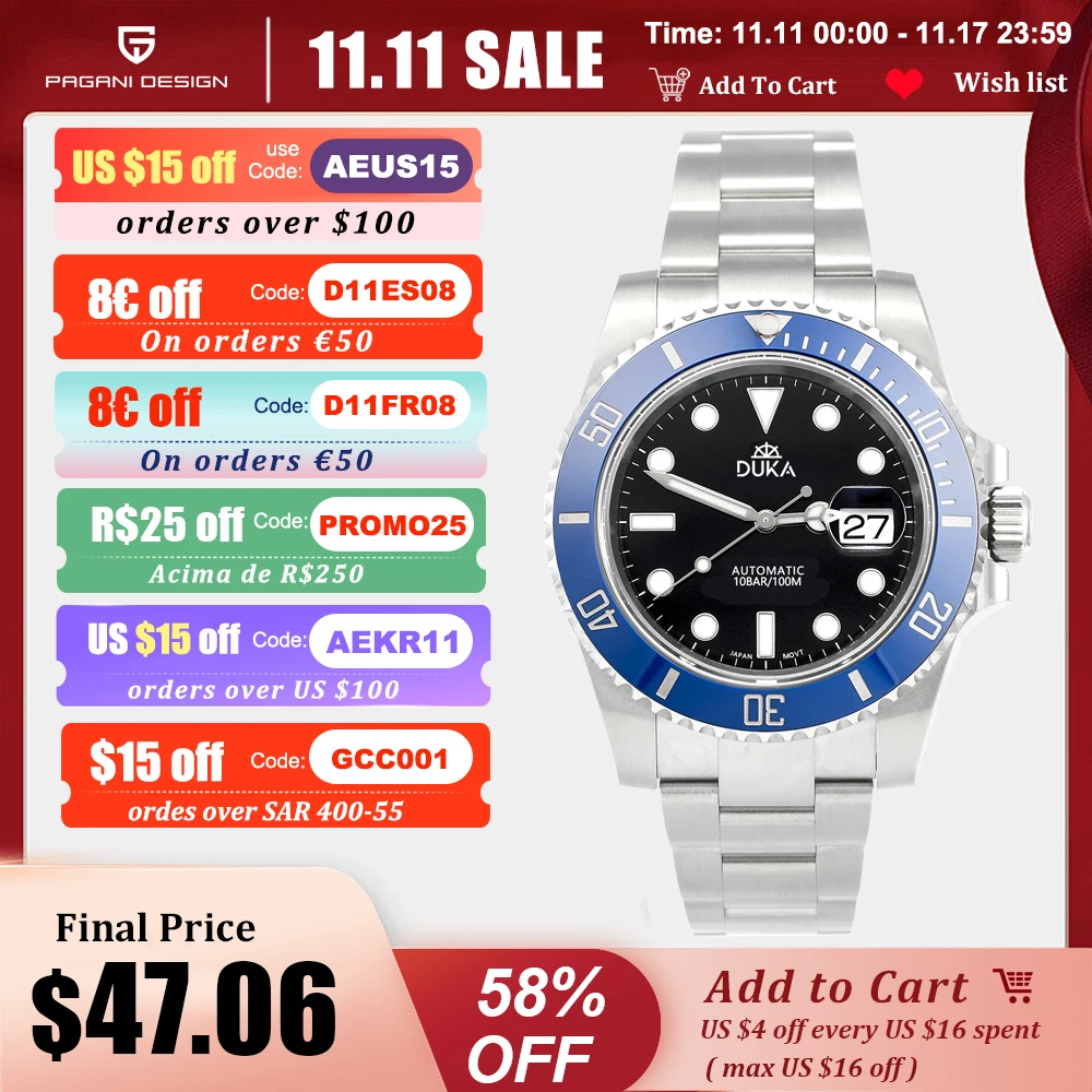 Reloj mec nico autom tico para hombre cron grafo de pulsera de lujo de 