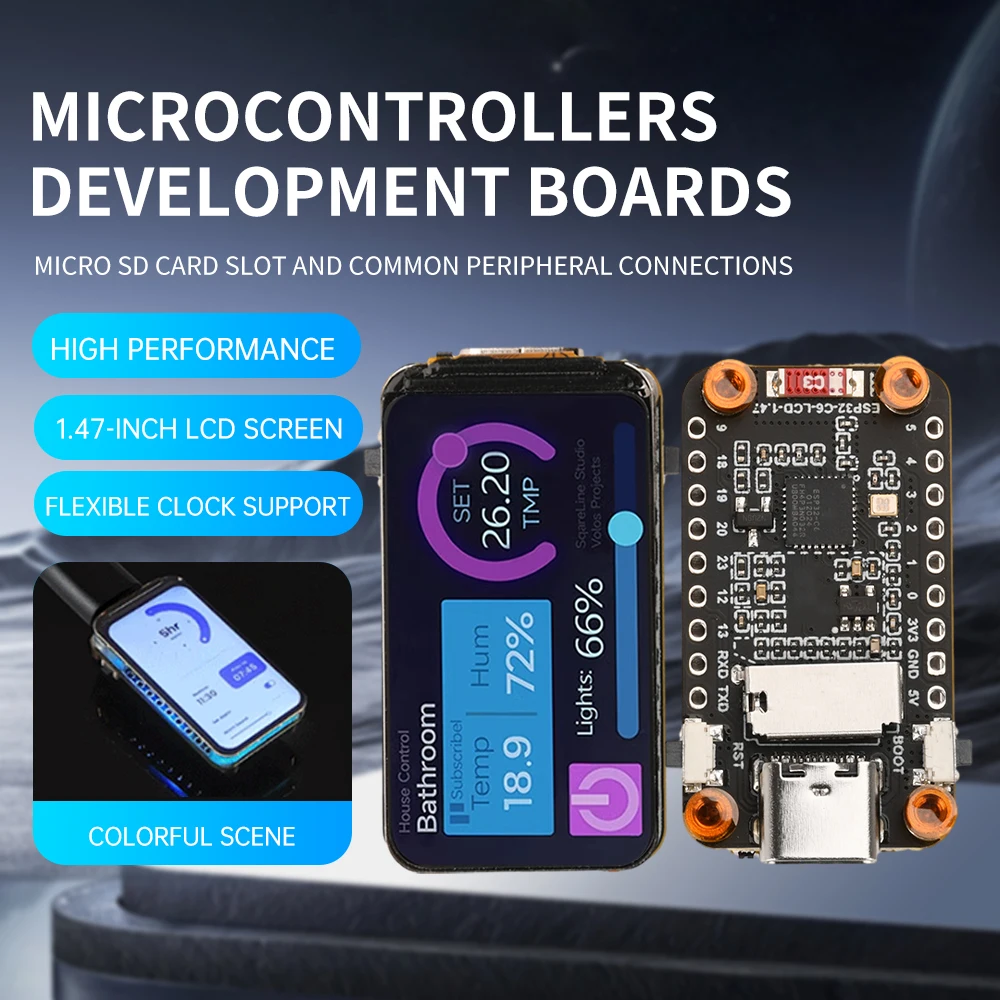 Access Panel Esp32-C6 1.47-Inch Lcd Screen Development Board Wifi 6 Bluetooth 5 Onboard Rgb Color Led Type-C Interface