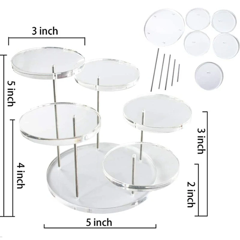 Acrylic Jewelry Display Stand 5 Layers of Circular Rotation Ring Necklace Bracelet Earrings Watch Showcase Shelf for Jeweler