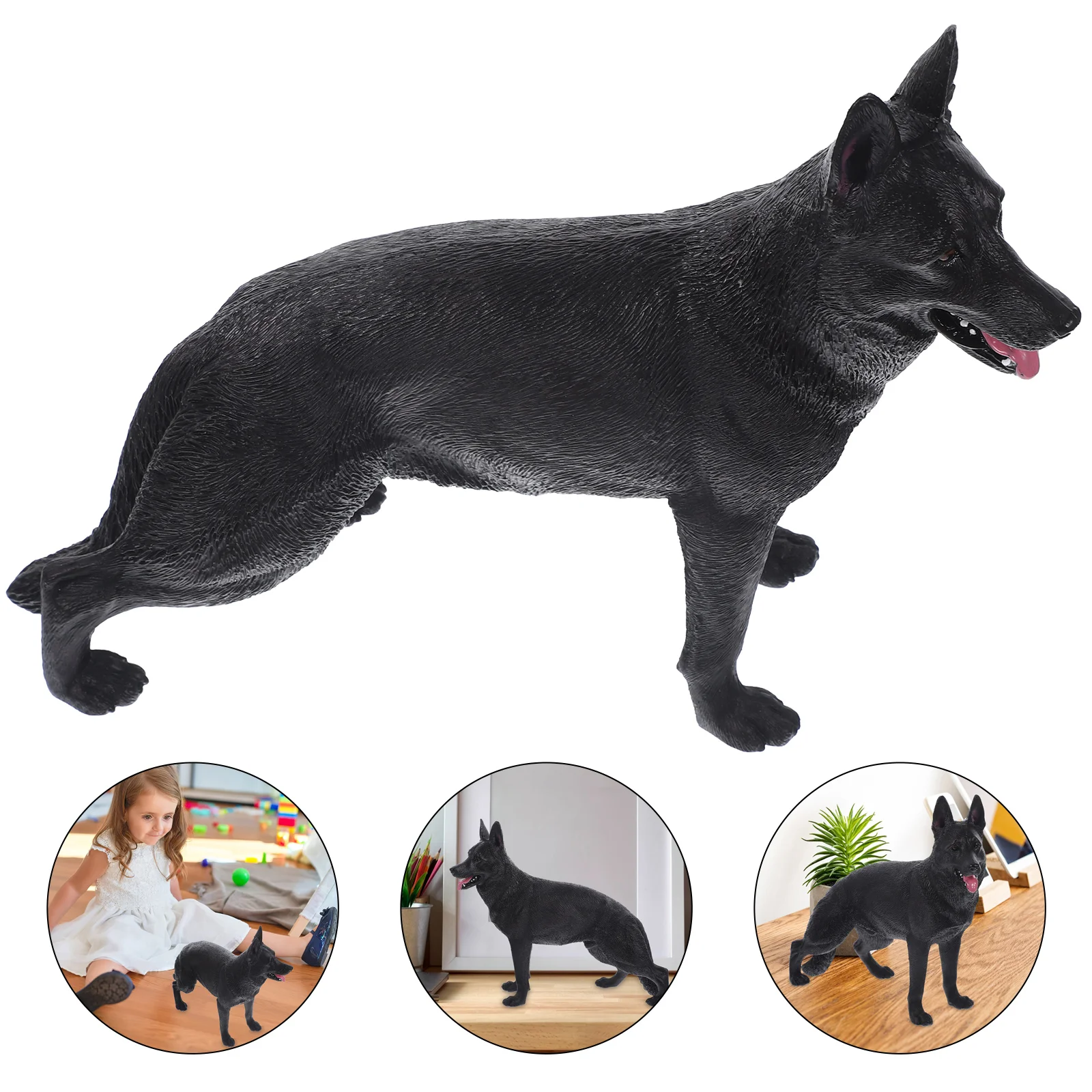 

Shepherd Dog Figurine German Shepherd Puppy Realistic Domesticated Animal Replica Hand Painted Standing Dogs Model Home