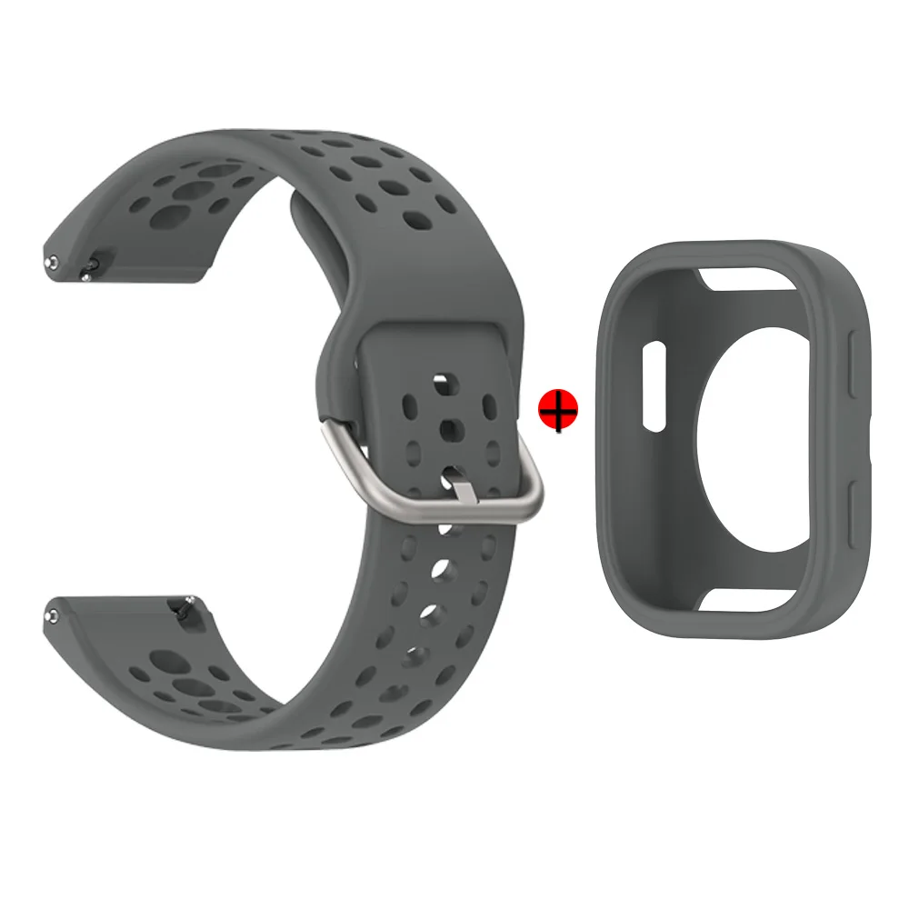 Versatile 2-in-1 Silicone Watchband with Case Cover - Adjustable Single Color Wristband Accessory