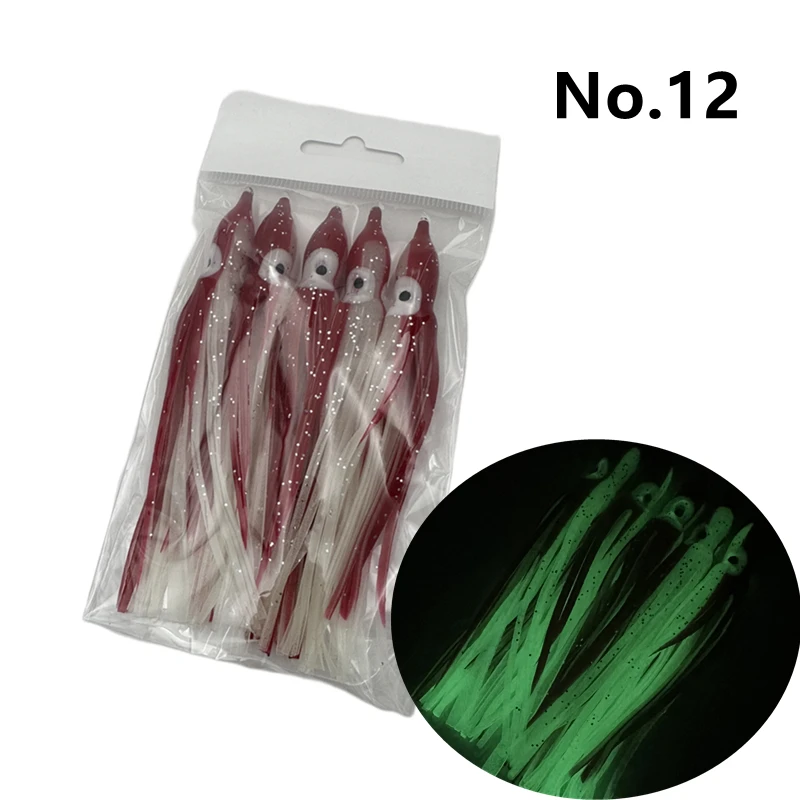 10pcs(2bags)12cmSea Fishing Luminous Squid skirts replacement