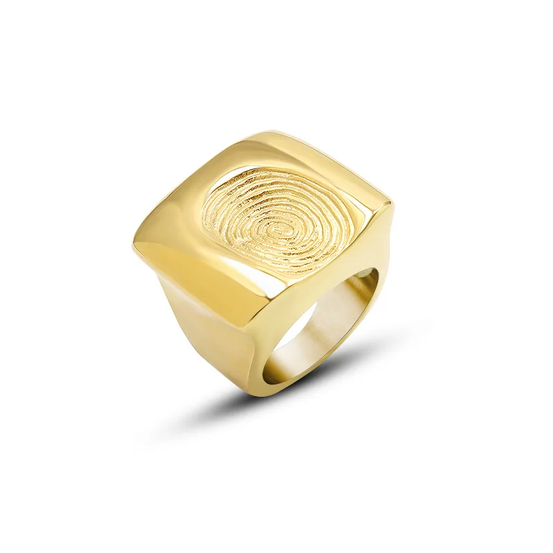 Stainless Steel Rings For Women Men Gold Plated Fadeless Women's Men's Hip-hop Rock Style Finger Mark Chunky Ring Couple Jewelry 6