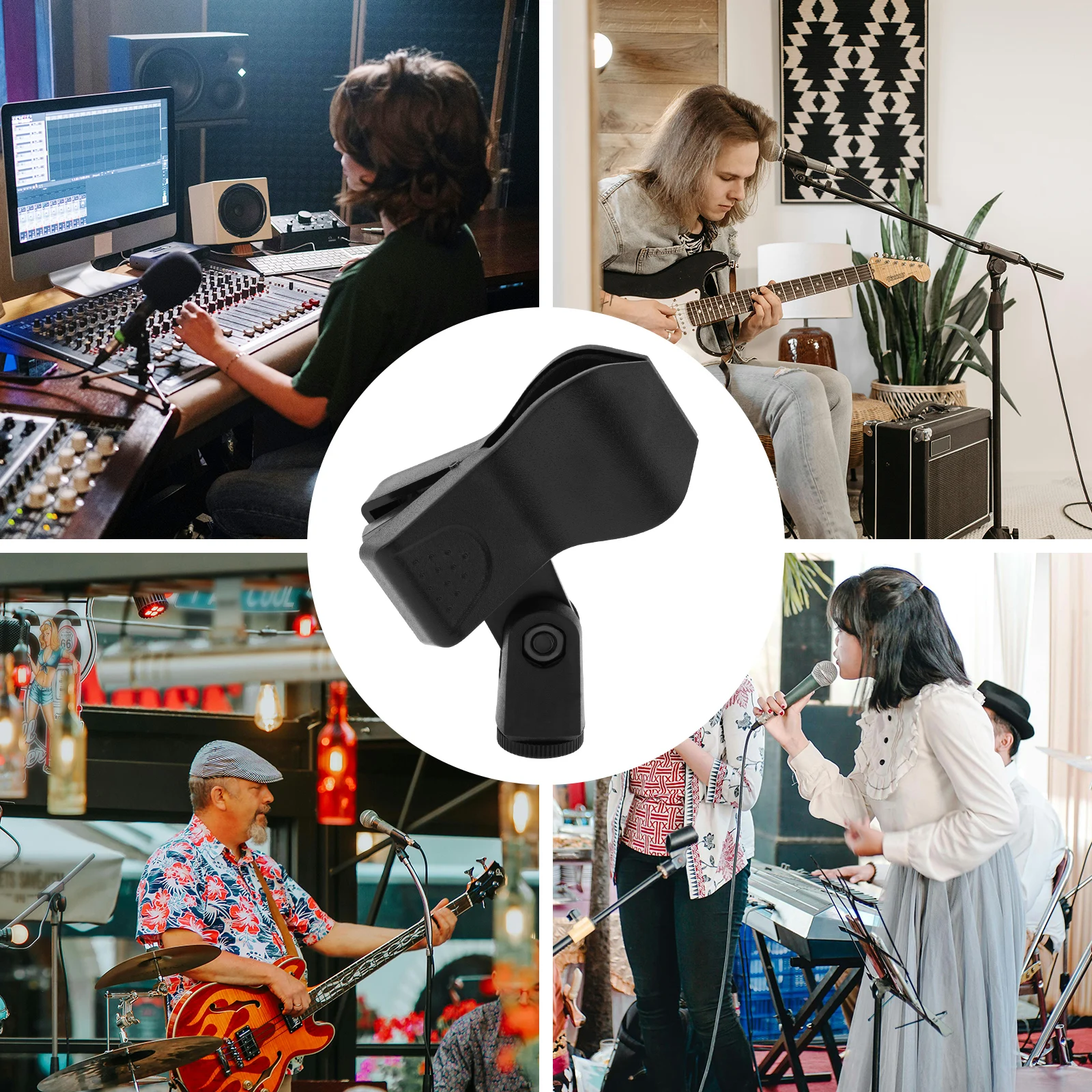Universal Microphone Clip Clamp Bracket 1/4 Inch Condenser Microphone Clip Live Tripod Stand Accessories 1pcs microphone mount clamp