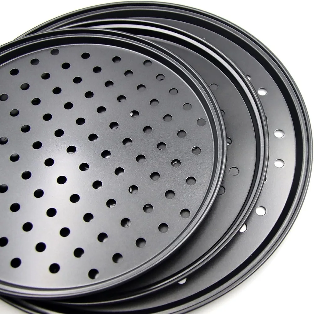 Carbon Steel Non-stick Pizza Baking Pan Mesh Tray Plate Round Pizza Pan Tray Mould Bakeware Baking Tool 26/28/32CM