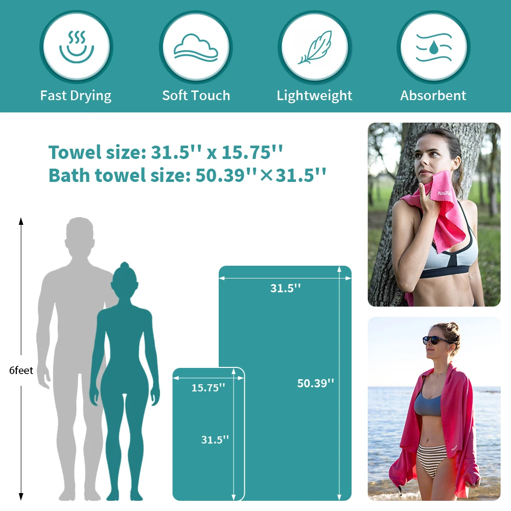 Naturehike Ultralight Quick-Dry Breathable Towel for Travel, Beach, Sports & Gym Use