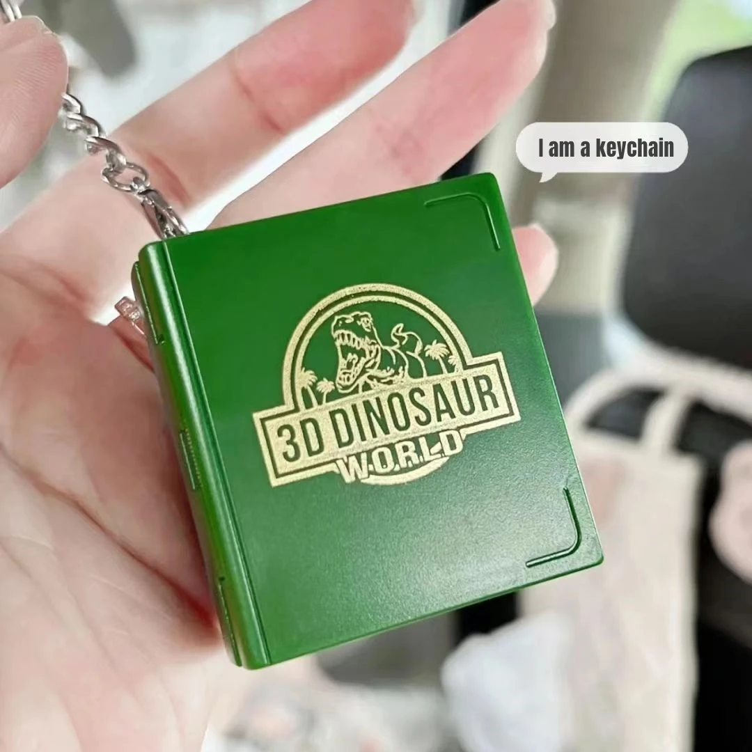 Creative Foldable Magic Book Keychain Handheld Game Pop Up Toys Hidden 3D Dinosaur World Popping Out Box Jack-in-The-Box