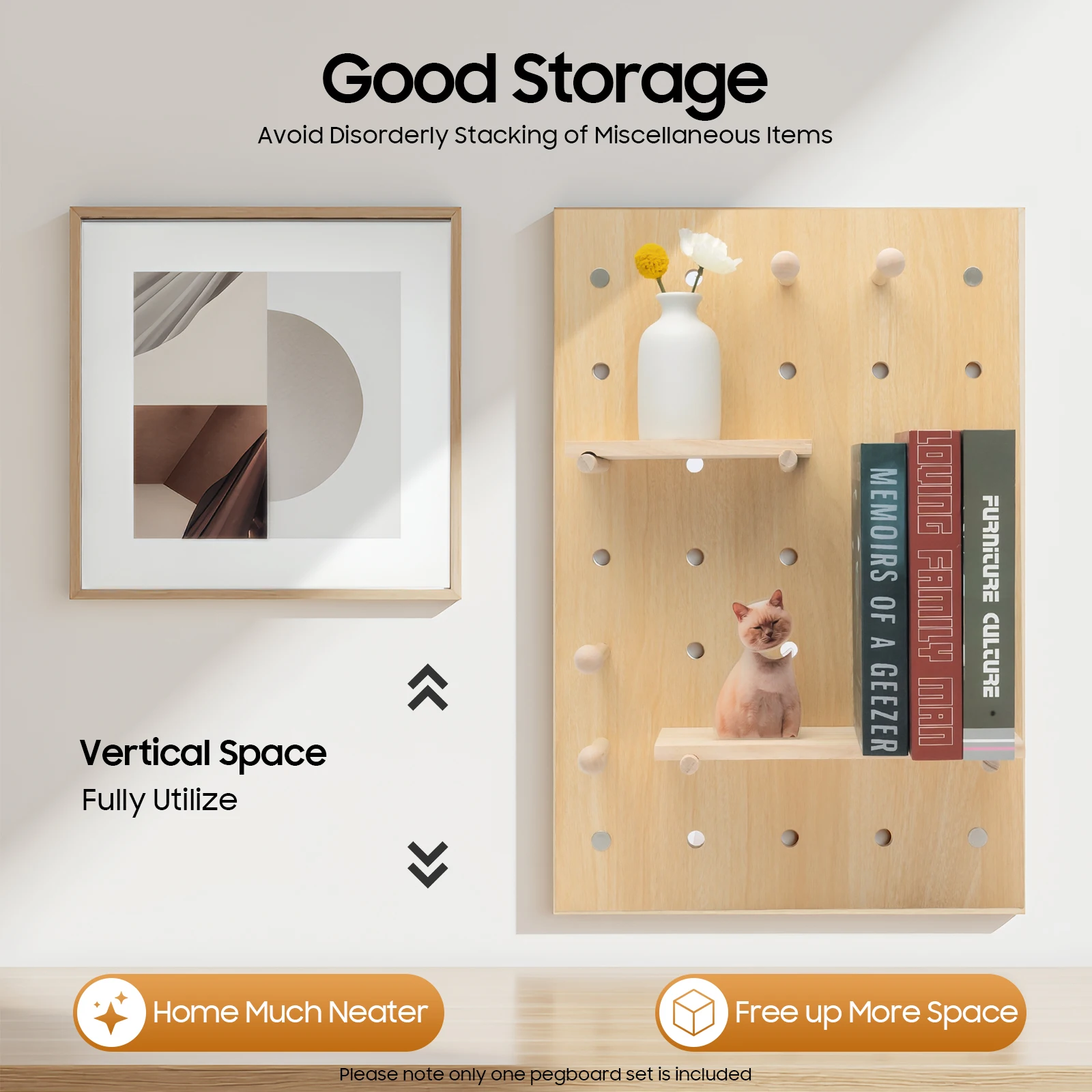 Wood Wall Shelf DIY Storage Rack Wall Mounted Display Organizer Multi-Purpose Floating Shelves for Home Office Decor