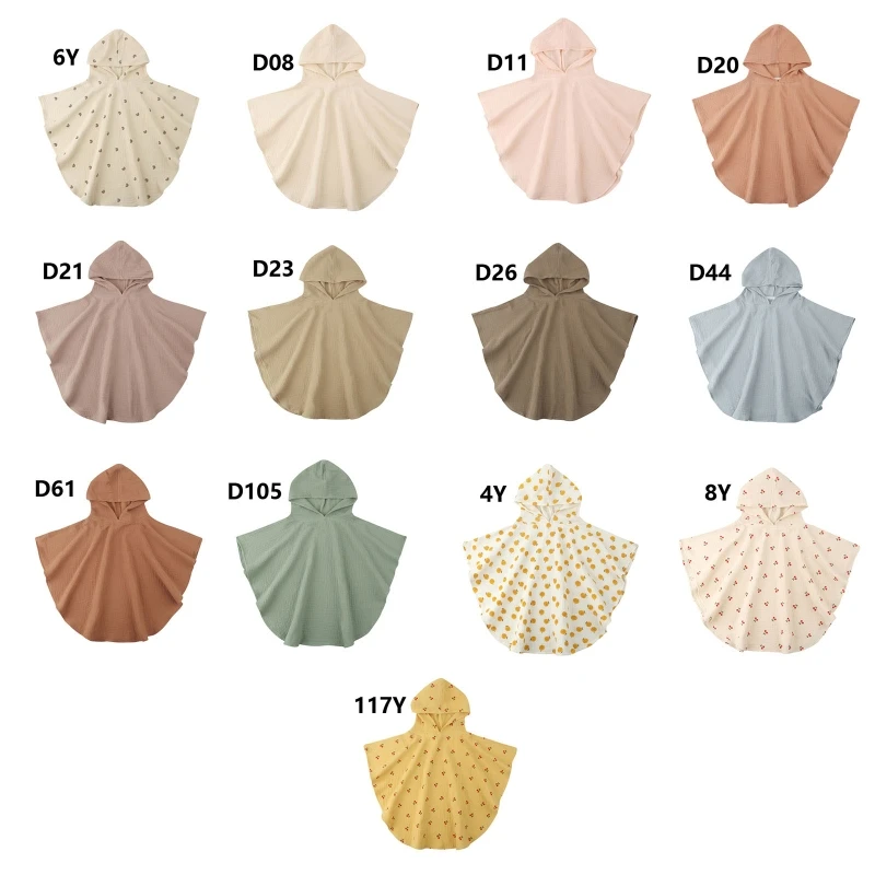 Baby Kids Hooded Cape Sleeveless Cloak Poncho Outwear Beach Swimwear Coverup Bath Robe Towel Wrap for Boys Kids Children