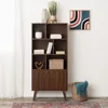 Milo Mid-Century Modern Bookcase with Six Shelves, Two Doors, and Brushed Brass-Finished Knobs 2