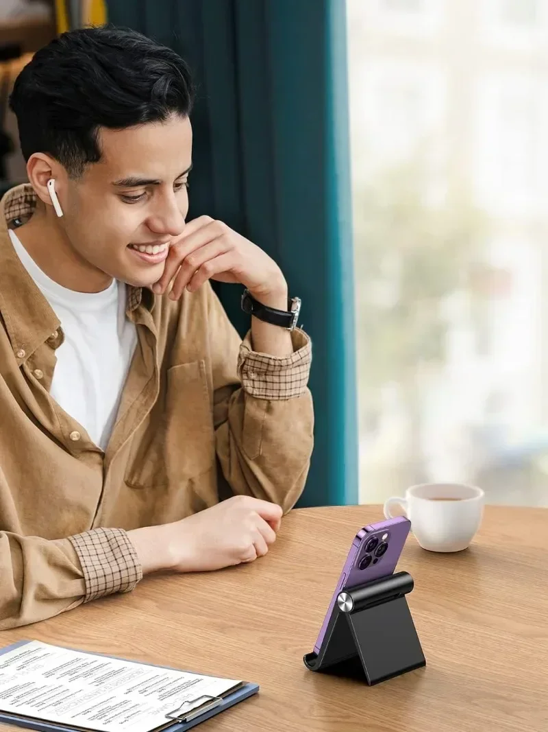 Cell Phone Stand for Desk Phone Holder Foldable Portable Adjustable for iPhone 15 14 13 Pro Max, iPhone 12 11 Plus SE XS XR 8 7