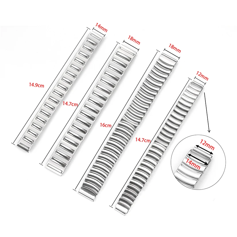 Silver Stainless Steel Stretch Expansion Watch Band Bracelet – Unisex Metal Elastic Strap