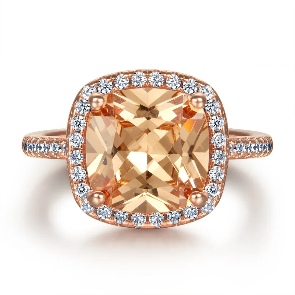 New fashion trend ladies s925 silver inlaid 5A zircon simple personality exaggerated hipster rose gold wedding ring