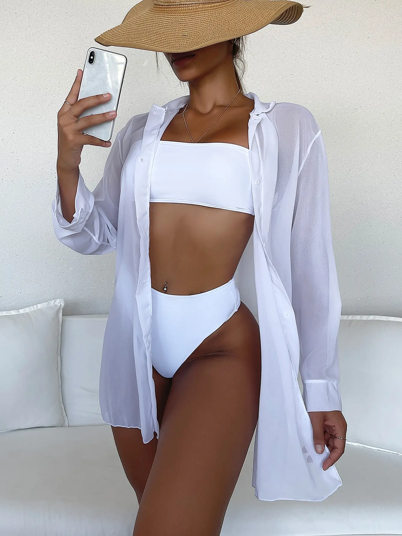 Plain Open Front Kimono Beach Cover Up Women Long Sleeve Tunic Dress 2026 Swimsuit Swimwear Bathing Suit 1
