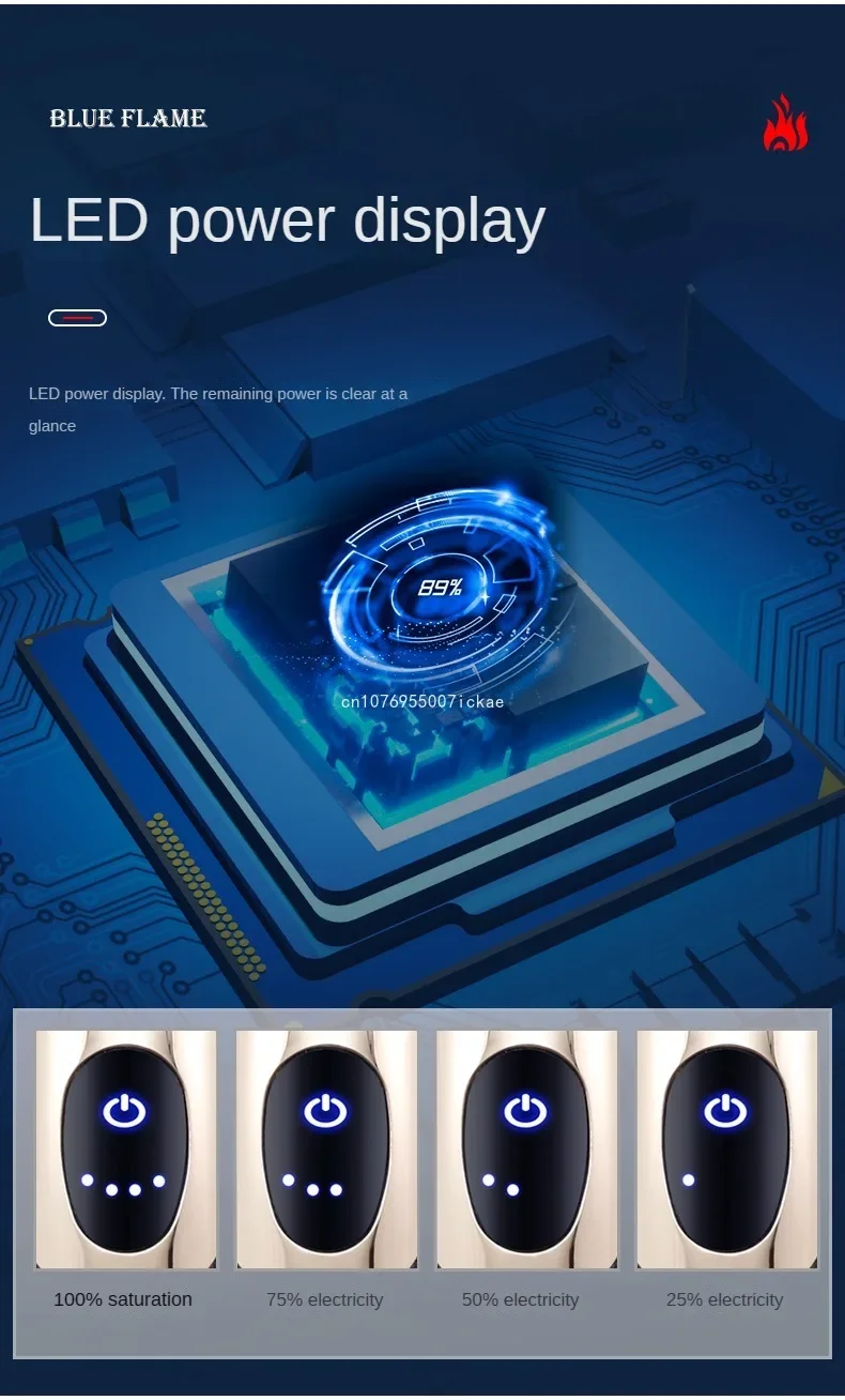 Description Picture 5 of itemJOBON-Rechargeable Gas Hybrid Lighter, Personalized Creative Three Straight Blue Flame, Touch Cigar Lighter