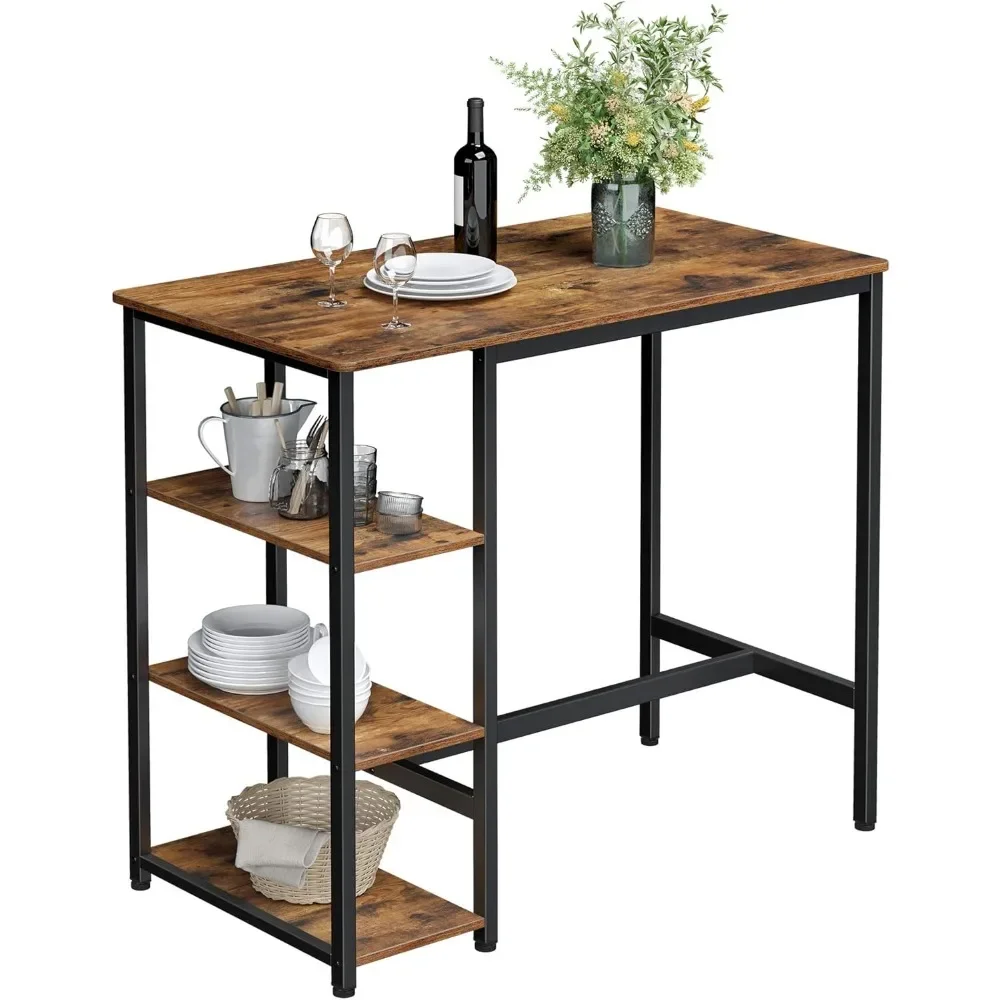 Bar table sturdy metal frame bar top, easy to assemble, industrial design, 23.6 x 42.9 x 39.4 inches, rustic brown images - 6