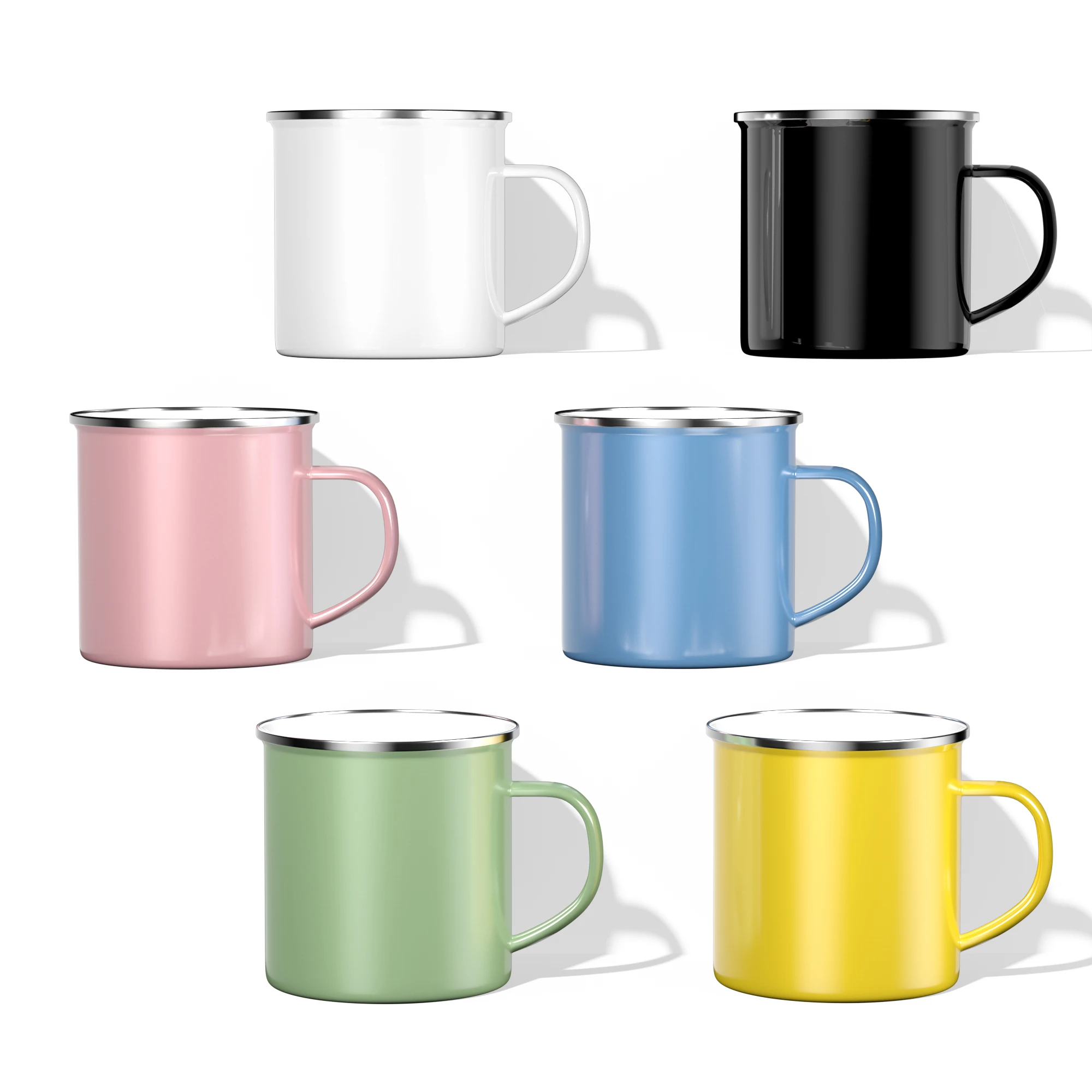 Coffee Cup Ceramic Mug Pure Color Enamel Mug Vintage Coffee Cup Travel Tea Cup Water Milk Cups Portable Camping Mugs with Handle