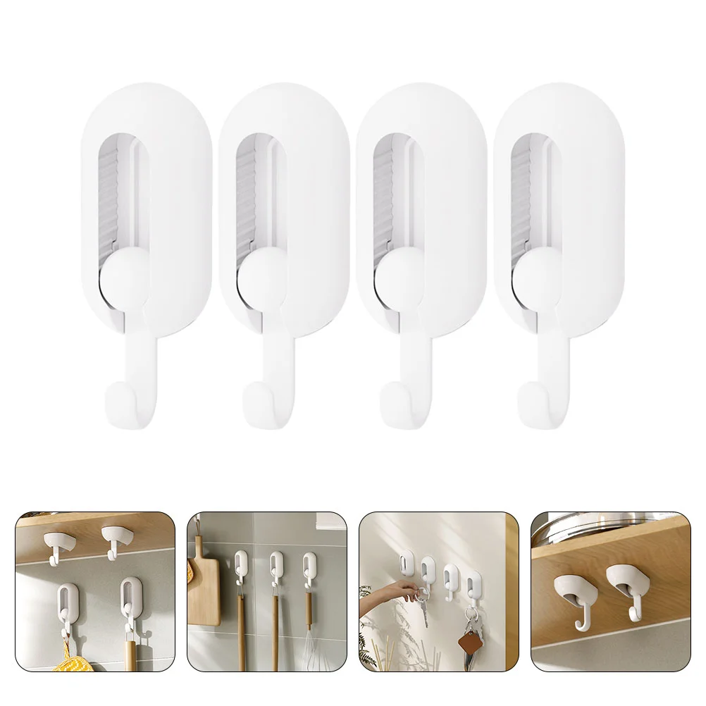 

4 Pcs Clothing Swivel Universal Hook Heavy Duty Wall Hooks Plastic Abs Adhesive