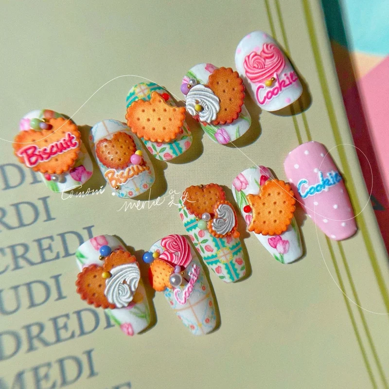 

[Meow.Sensei] Relief Series Ms Mofoe Cooperation nail stickers Paper National Style Sticker Cookie Cream