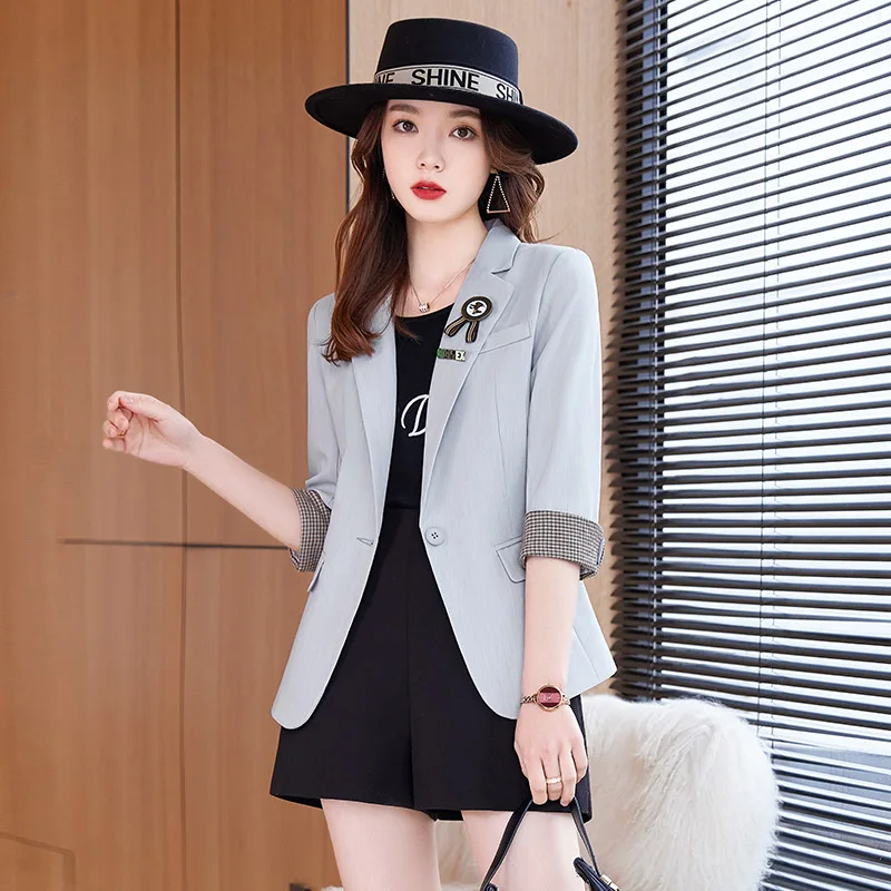 AIyssa Fashionable professional womens spring and summer new mid-sleeve suit jackets show elegance