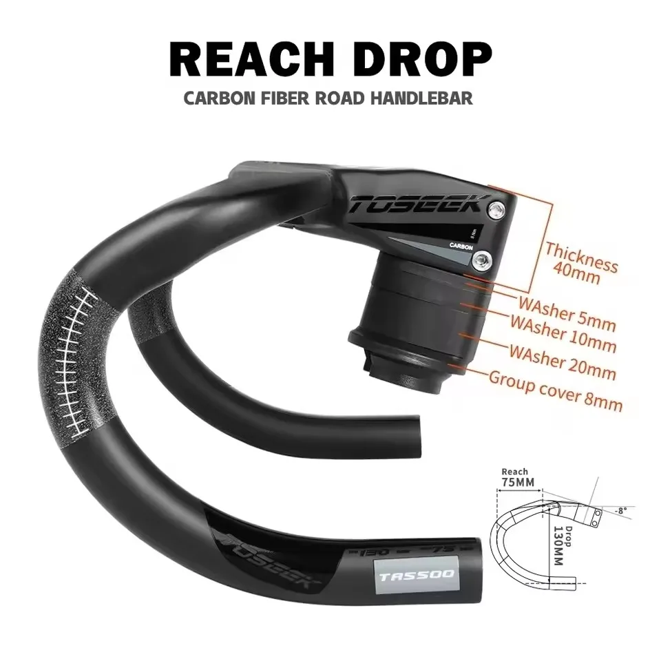TOSEEK TR5500 Full Internal Cable Routing Road Bicycle Handlebar T800 Carbon Integrated Handlebar Di2 With Bike Computer Holder bicycle handlebar
