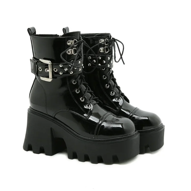 Grunge Metal Platform Boots 2023 New Fashion Punk Cool Platform