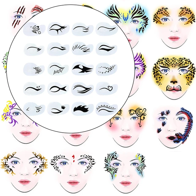 Face Paint Stencils Set Makeup Art Painting Smooth for Kids