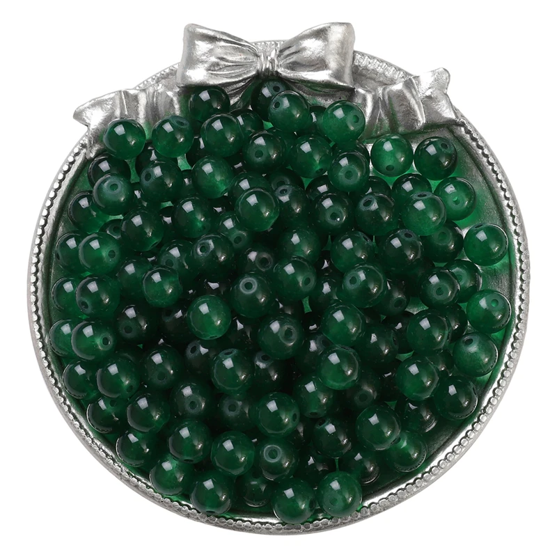 Glossy Jelly Imitation Jade Glass Round Beads – Assorted Sizes for Jewelry Making Supplies