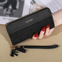 Elegant Fashion Zipper Tote Wallet for Women - PU Leather Coin and Card Holder (Black)