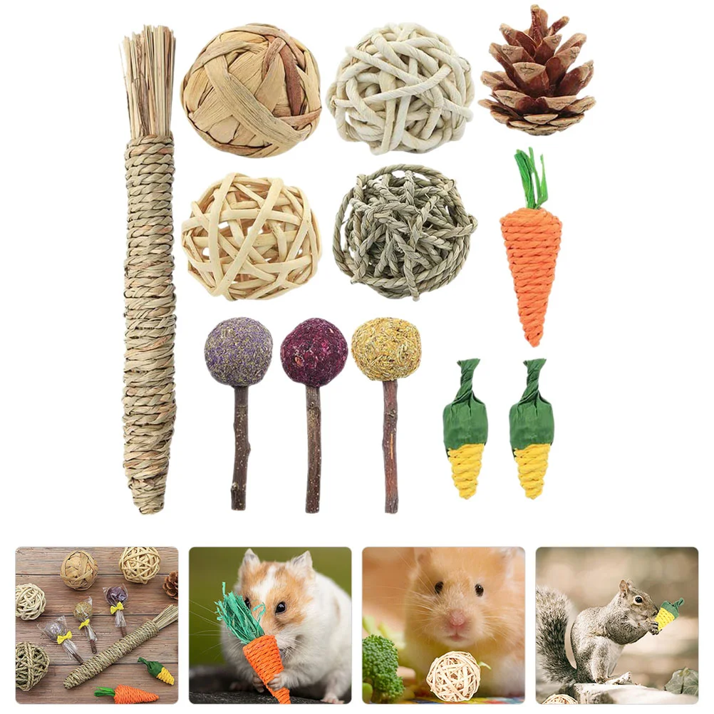 

12 Pcs Rabbit Chew Chinchilla Ball Hedgehog Hamster Balls Rat Cage Accessories Climbing Wooden