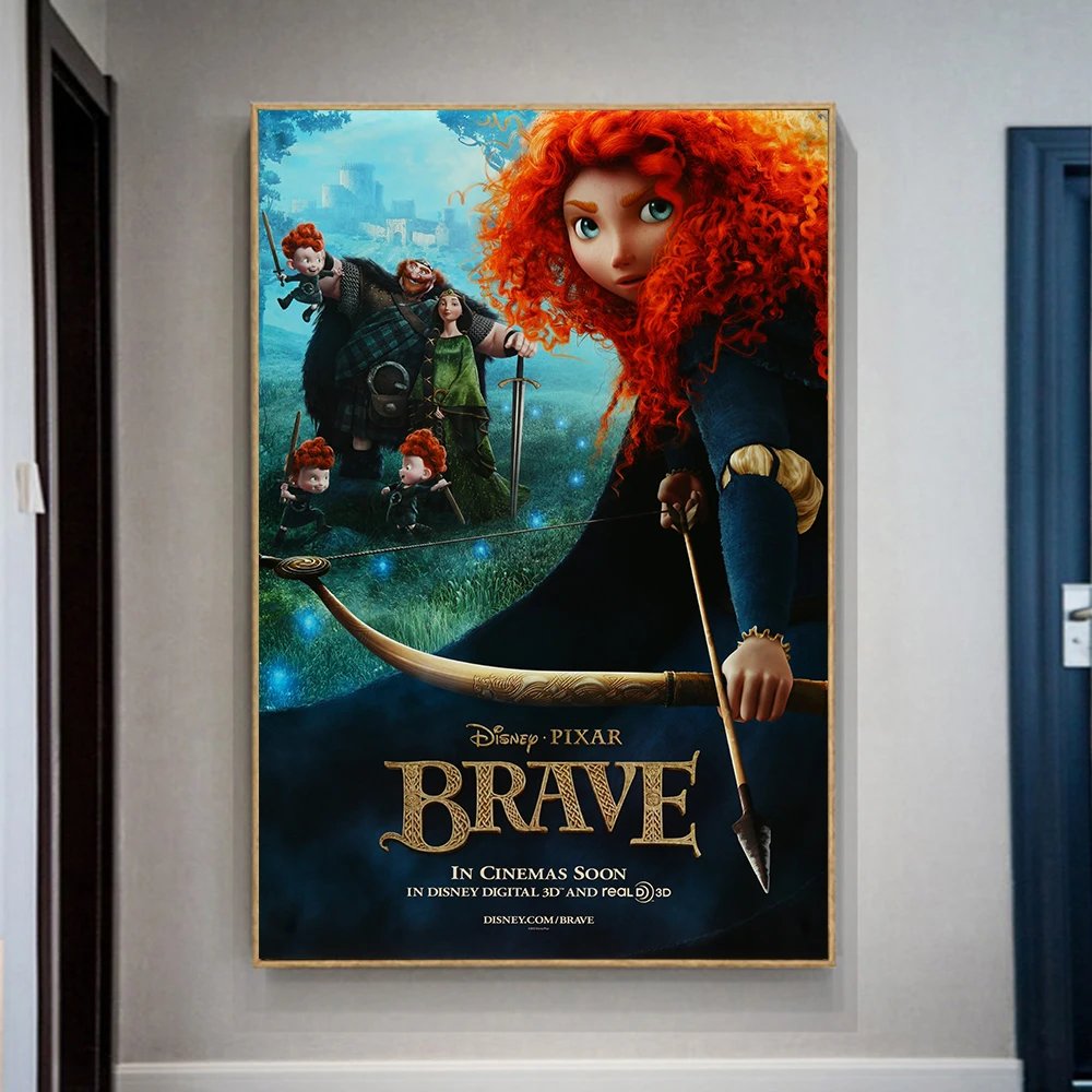 Fashion Disney Brave Cartoon Poster Movie Princess Prints Princess Motivational Canvas Painting Kids Bedroom Home Decoration