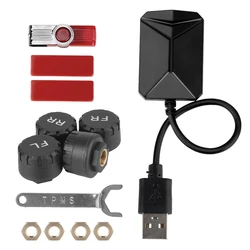 Wireless Tire Pressure Monitoring System with USB and 4 Sensors for Universal Compatibility (External Sensors)
