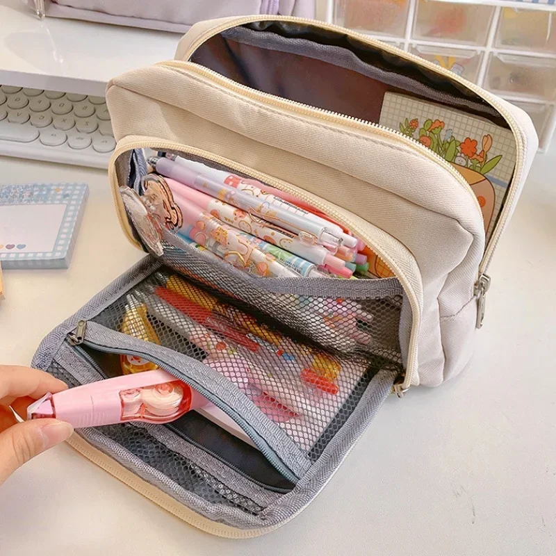 

New Large Capacity Pencil Bag Aesthetic Pencil Pouch School Cases Zipper Big Stationery Bag Pen Case Students School Supplies