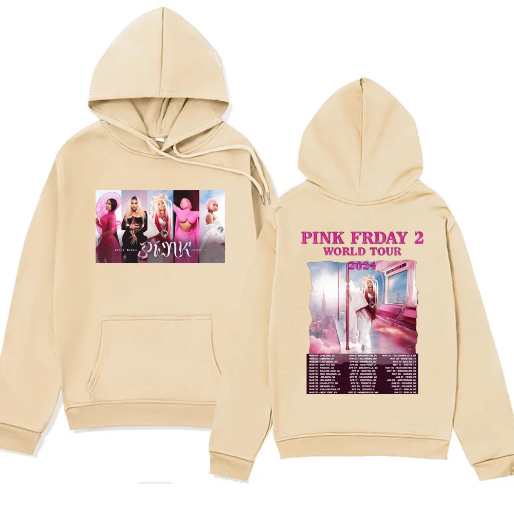 Rapper Nicki Minaj Pink Friday 2 World Tour Hoodie Men Women Fashion Hip Hop Sweatshirt Vintage Pullover Male Clothes Oversized