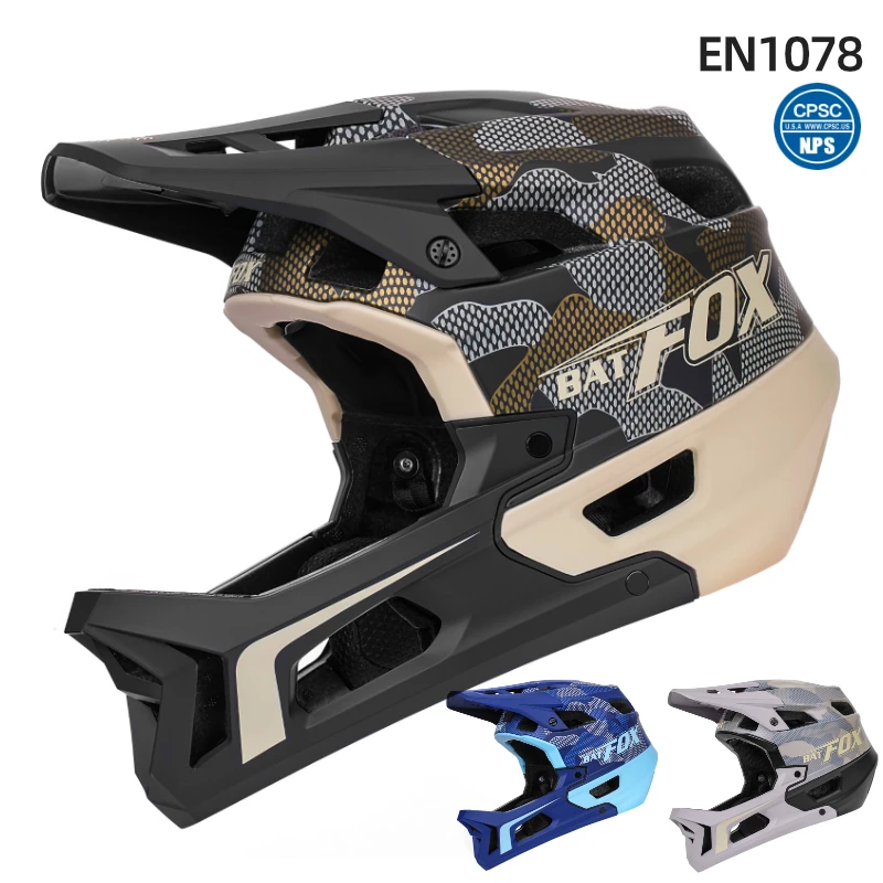 batfox新フルフェイスダウンヒルヘルメットaldult-mtb-dhサイクリングヘルメットスポーツ安全山ロードバイク自転車ヘルメットフルフェイス